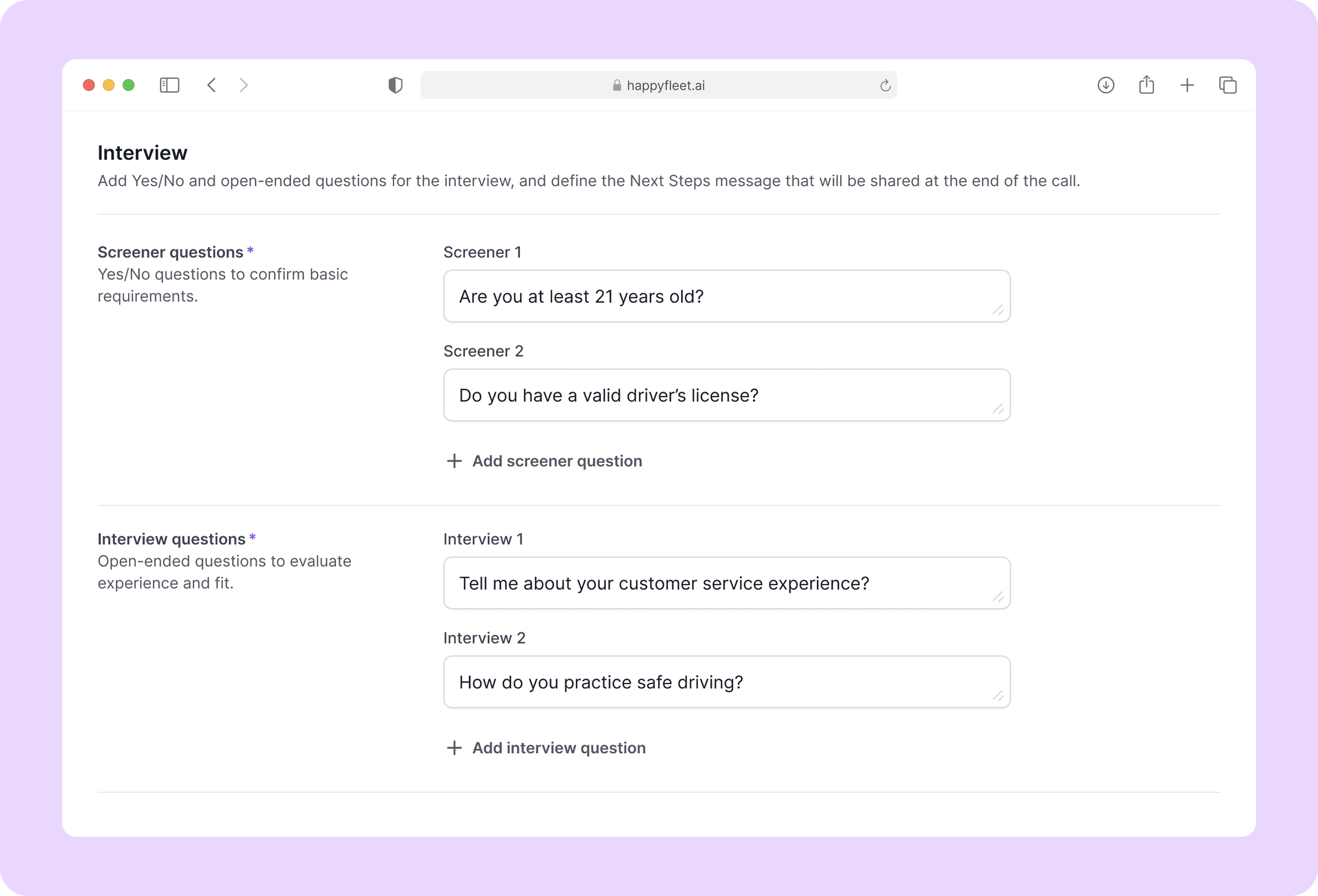 Customizable Screening